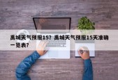 禹城天气预报15？禹城天气预报15天准确一览表？